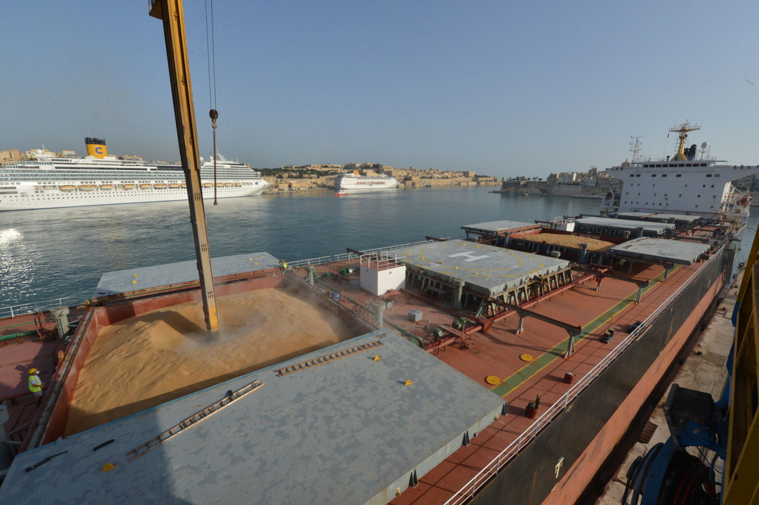 A photo of a ship unloading